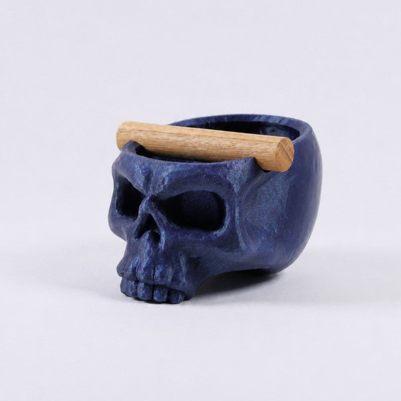 Gothic Skull Espresso Knock Box with Oak Bar
