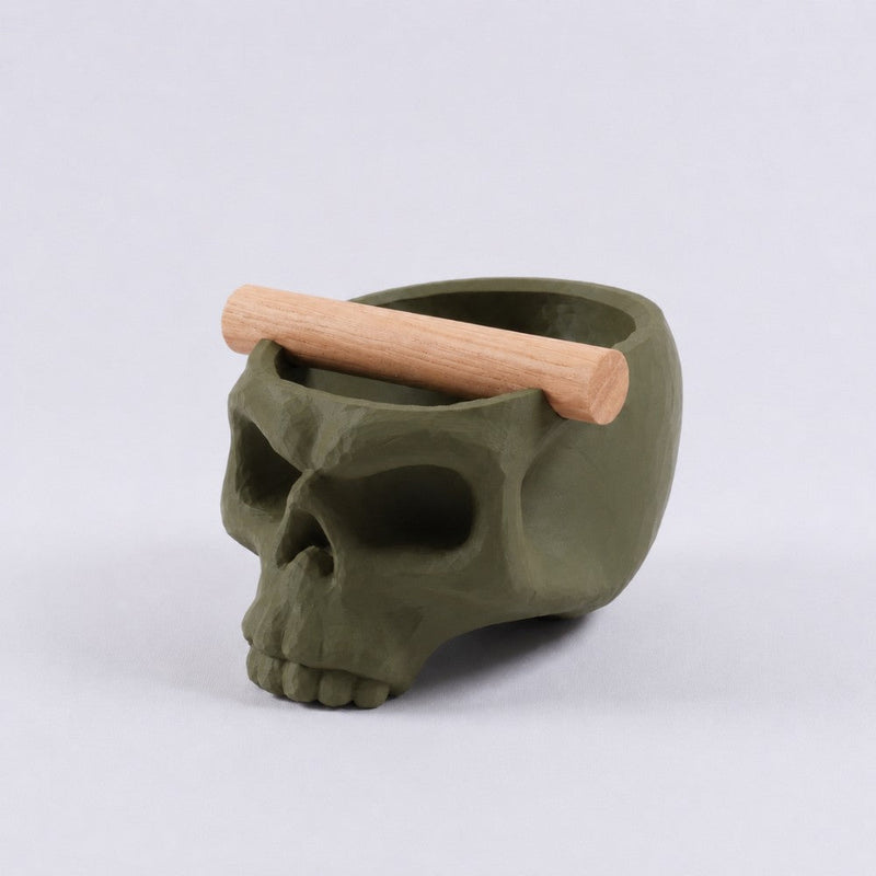 Gothic Skull Espresso Knock Box with Oak Bar