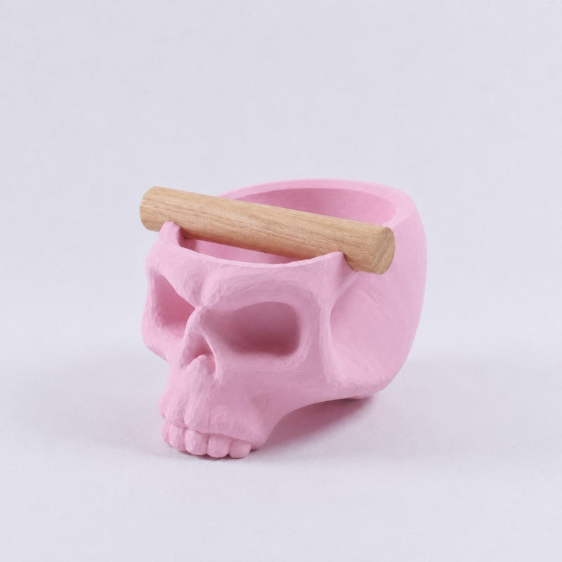 Gothic Skull Espresso Knock Box with Oak Bar