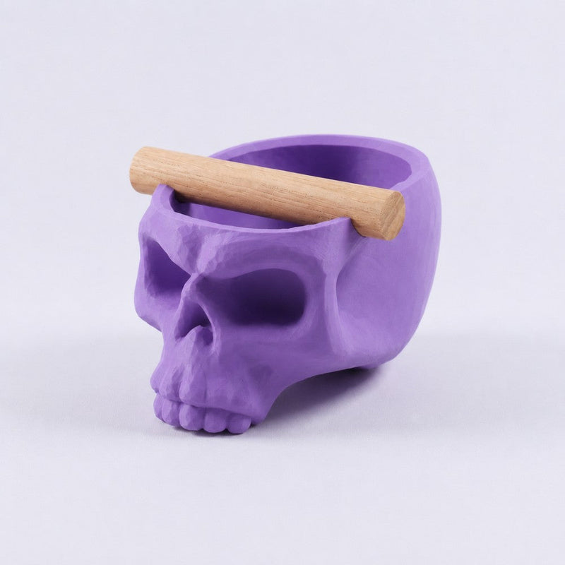 Gothic Skull Espresso Knock Box with Oak Bar