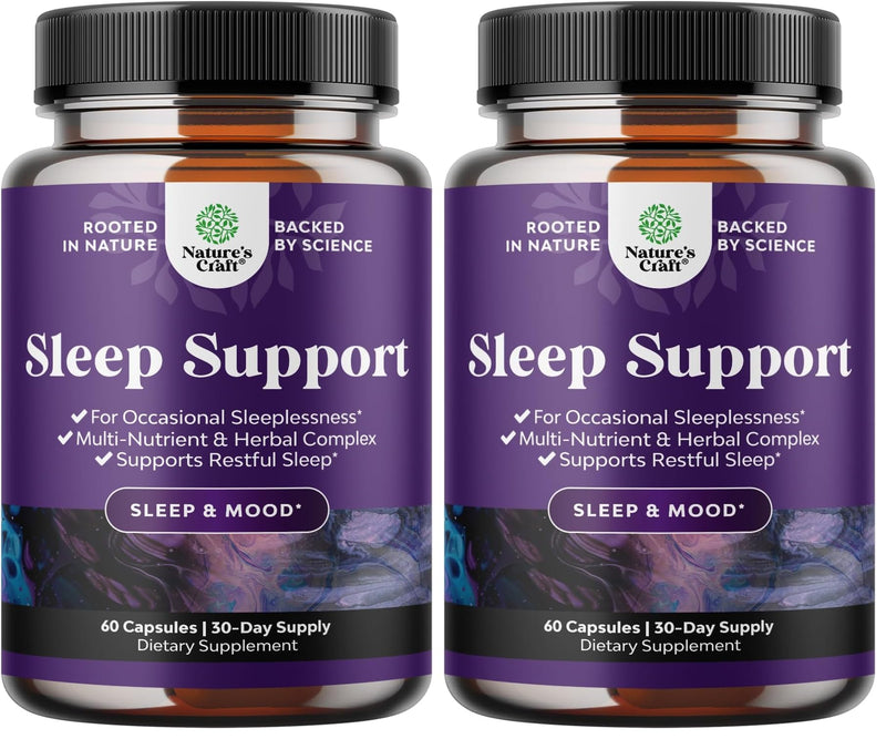 Natural Refreshing Sleep Formula – Non Addictive Herbal Sleep Supplement with Magnesium, L-Theanine & GABA | Pack of 2