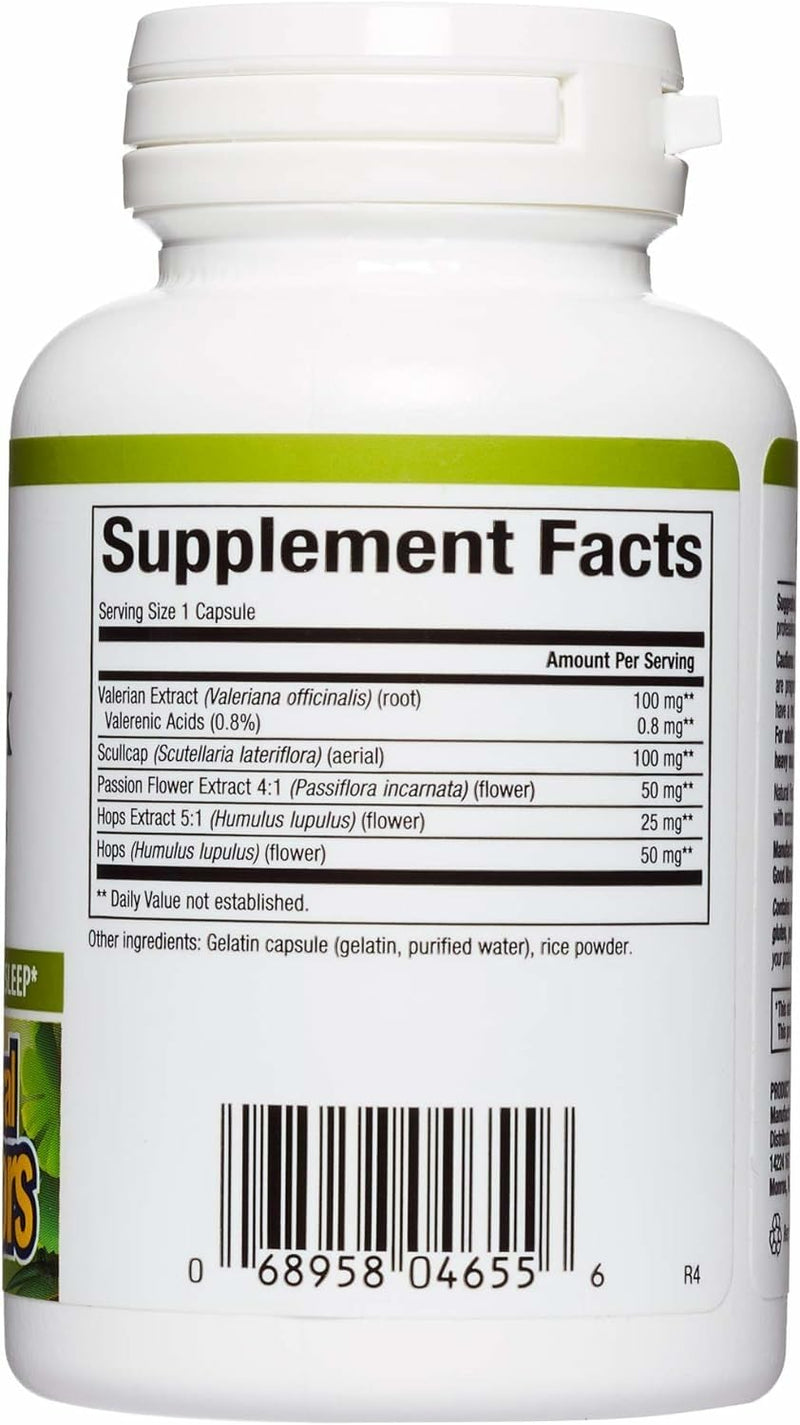 Herbal Factors Sleep Relax Formula – Natural Sleep Aid with Valerian, Passion Flower & Skullcap (Non-GMO; 90 capsules)