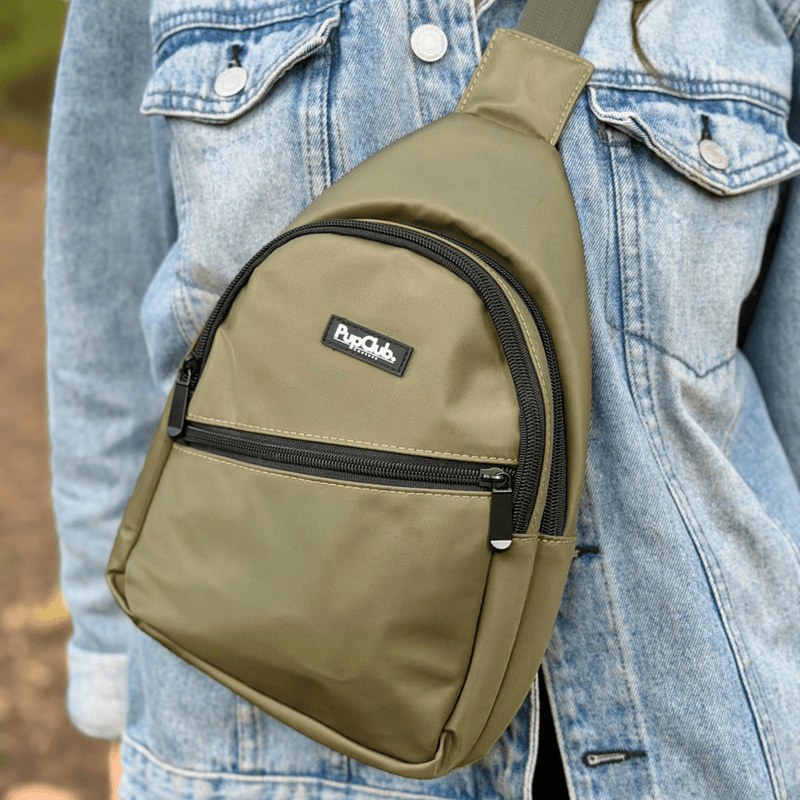 Dog Walking Sling Backpack - Khaki Green