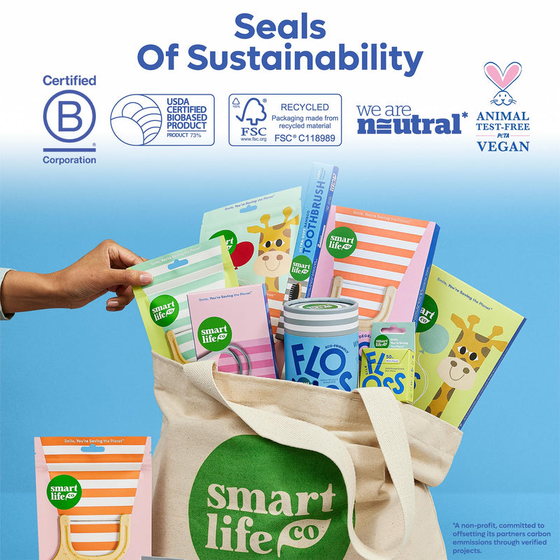SmartLifeco Biodegradable Kids Flossers – Unflavored, Fluoride & PFA Free