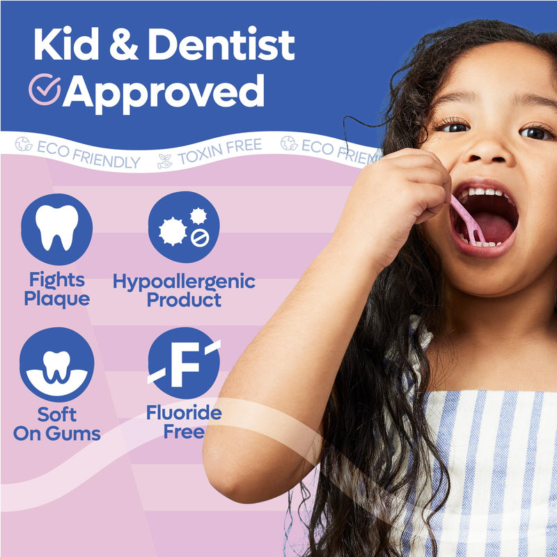 SmartLifeco Biodegradable Kids Flossers – Unflavored, Fluoride & PFA Free