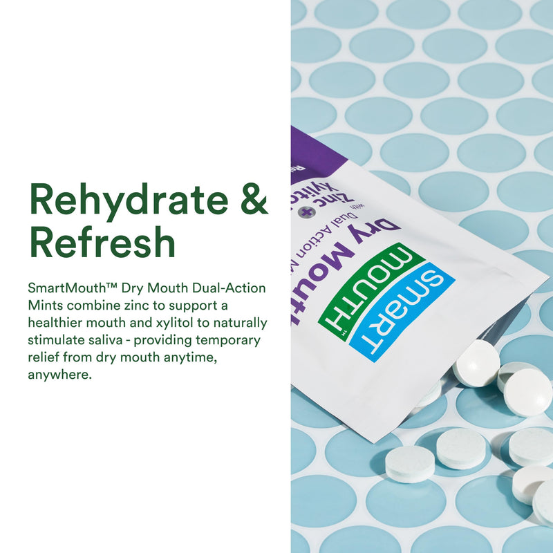 SmartMouth Dry Mouth Dual-Action Mints - Sugar-Free (50 Count, 4 Pack) - Mellow Mint
