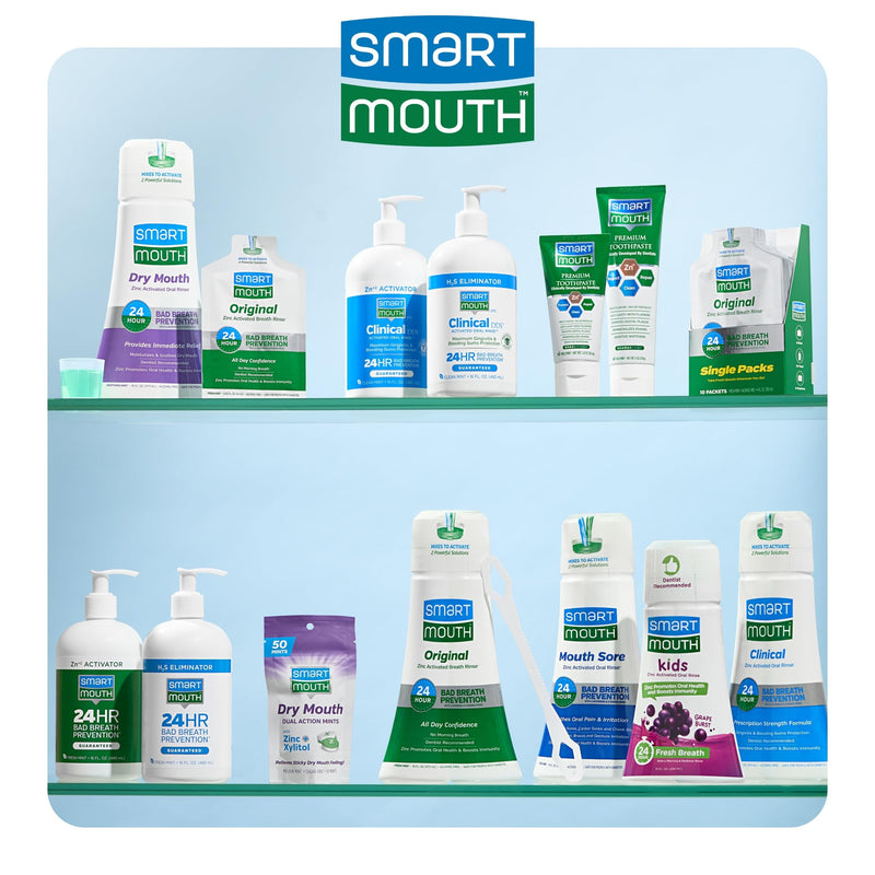 SmartMouth Dry Mouth Dual-Action Mints – Sugar-Free Breath Mints (50 Count, 3 Pack) | Mellow Mint