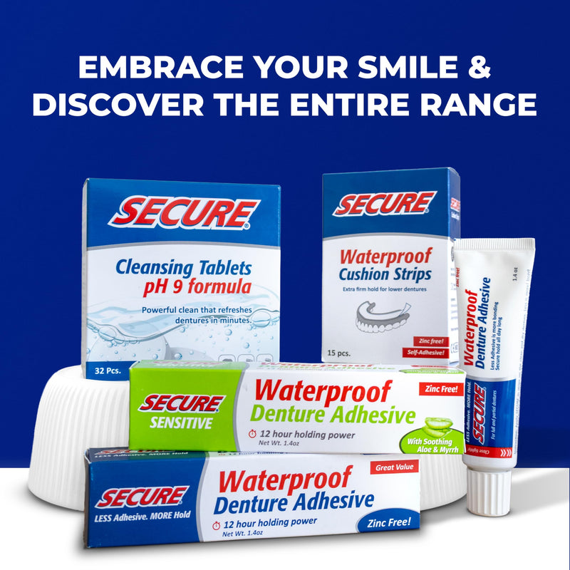 Secure Daily Cleansing Tablets – pH 9 Denture Cleaners | 32 Tablets (1 Pack) For Dentures, Retainers & Night Guards