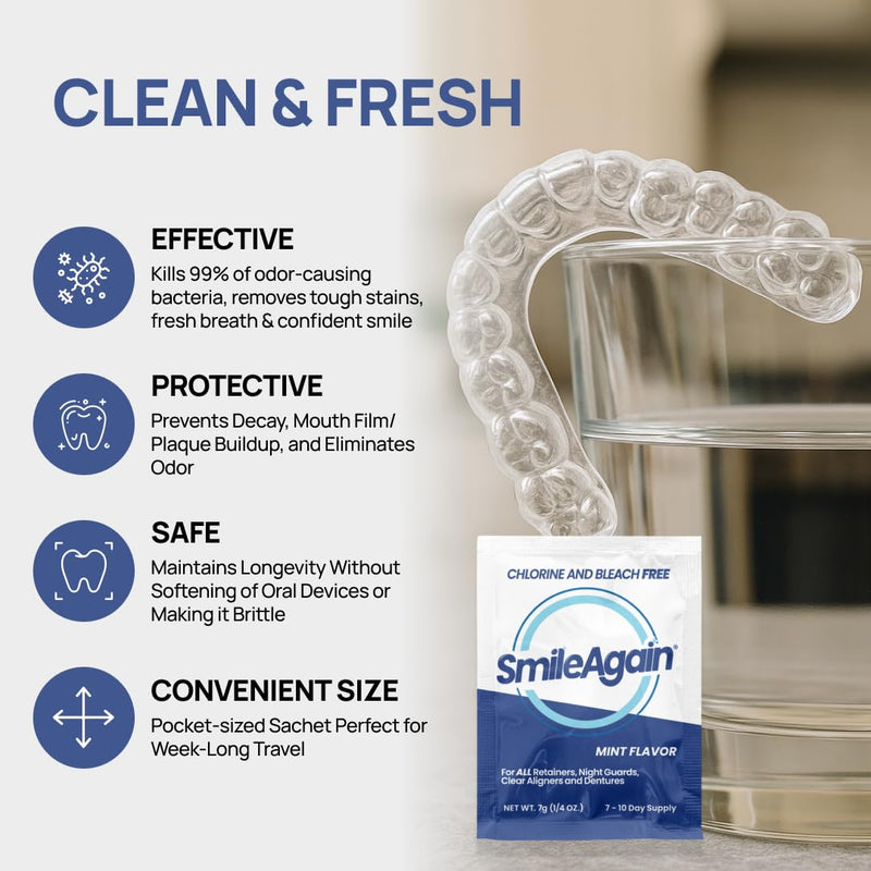 SmileAgain Retainer Cleaner – 12 Pack (3 Month Supply) Mint Flavor
