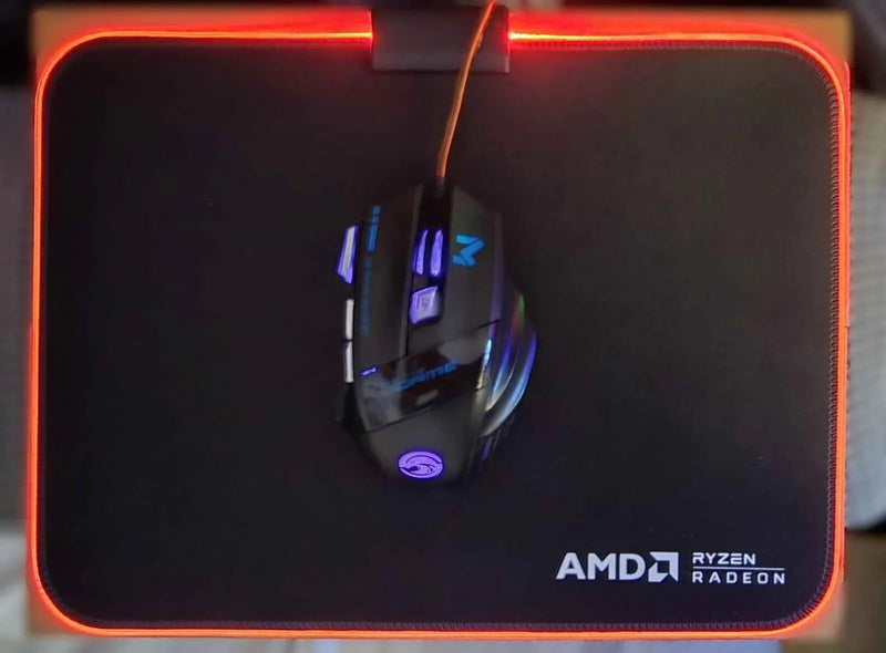 AMD LED Gaming Mouse Pad Red LED Light-Up Anti-Slip 36.5×25.5 cm for PC/Laptop