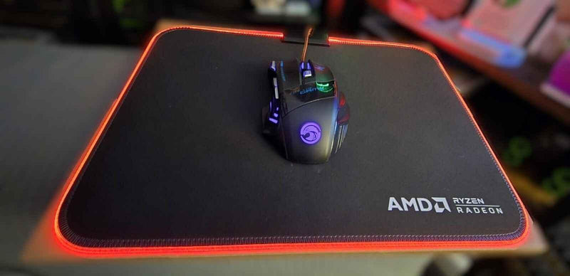 AMD LED Gaming Mouse Pad Red LED Light-Up Anti-Slip 36.5×25.5 cm for PC/Laptop