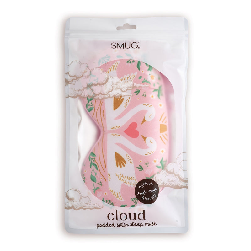 Cloud Padded Satin Sleep Mask - Swans Print