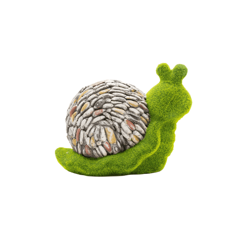Stone & Grass Effect Snail Garden Ornament Resin Statue 28cm