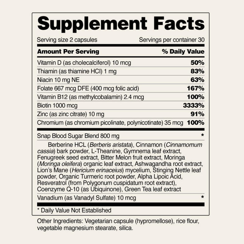 Snap Supplements Blood Sugar Blend - 180 Count | Balanced Energy Support