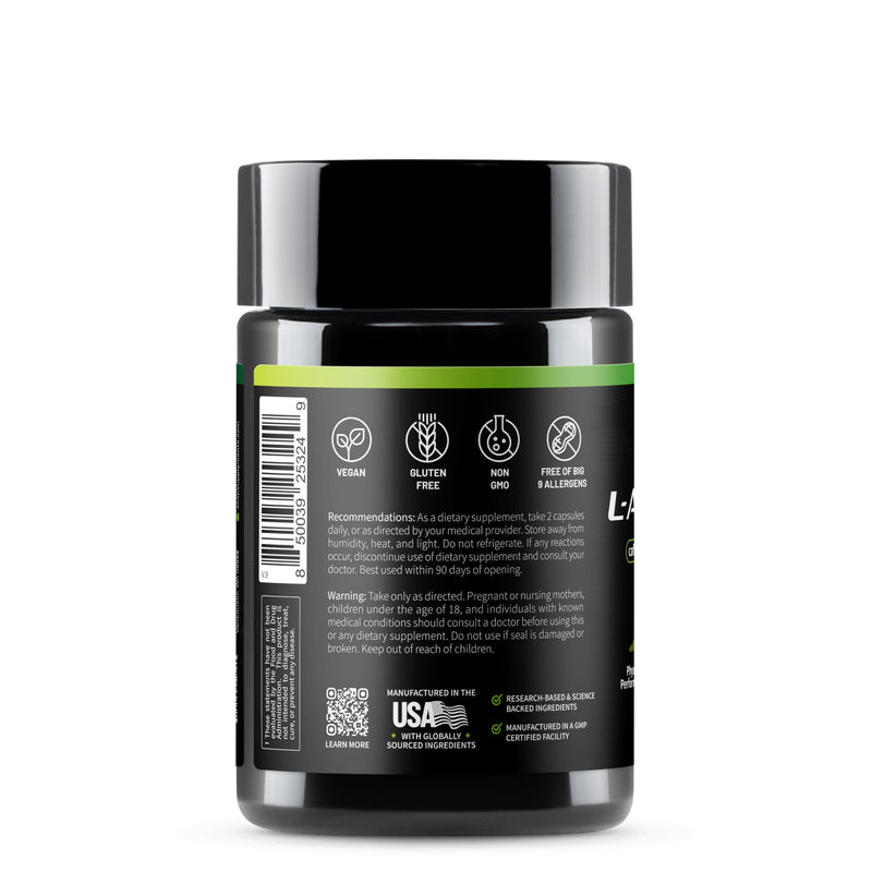 Snap Supplements L Arginine Capsules – Energy, Blood Flow, Muscle Growth & Cardio Health | 60 Veg Capsules