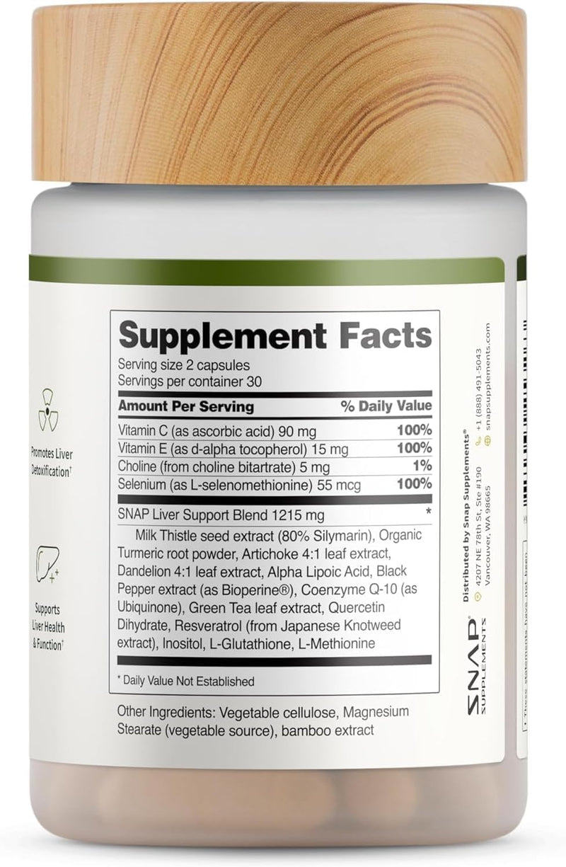 Snap Supplements Liver Health & Detox – 60 Vegetarian Capsules (2-Pack)