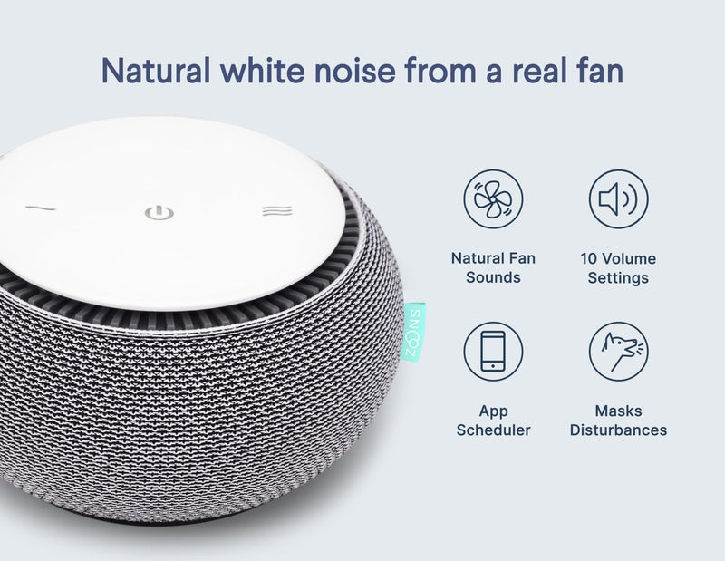 SNOOZ Smart White Noise Machine — Real Fan Inside, Non-Looping Sleep Aid