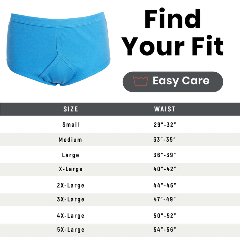 Pack of 6 Men's Cotton Y Front Briefs Comfortable Breathable Underwear with Soft Stretch Waistband Hypoallergenic Durable by Sock Stack
