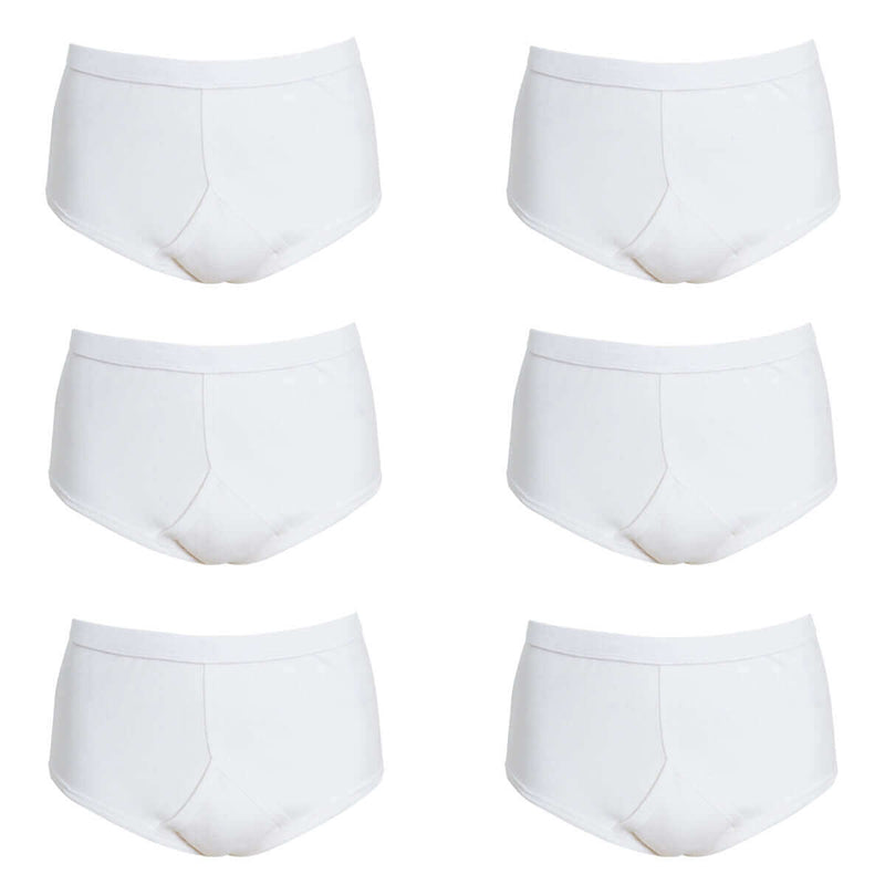 Pack of 6 Men's Cotton Y Front Briefs Comfortable Breathable Underwear with Soft Stretch Waistband Hypoallergenic Durable by Sock Stack