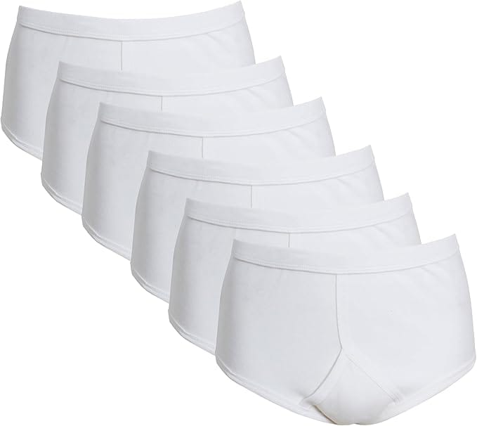 Pack of 6 Men's Cotton Y Front Briefs Comfortable Breathable Underwear with Soft Stretch Waistband Hypoallergenic Durable by Sock Stack