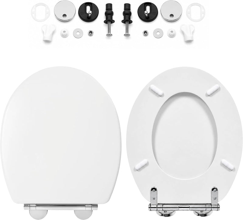 White Soft Close MDF Toilet Seat with Quick Release 18 Inch