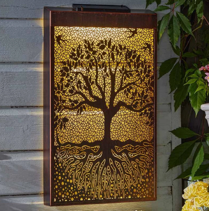 Solar LED Tree of Life Garden Wall Panel Outdoor Decoration