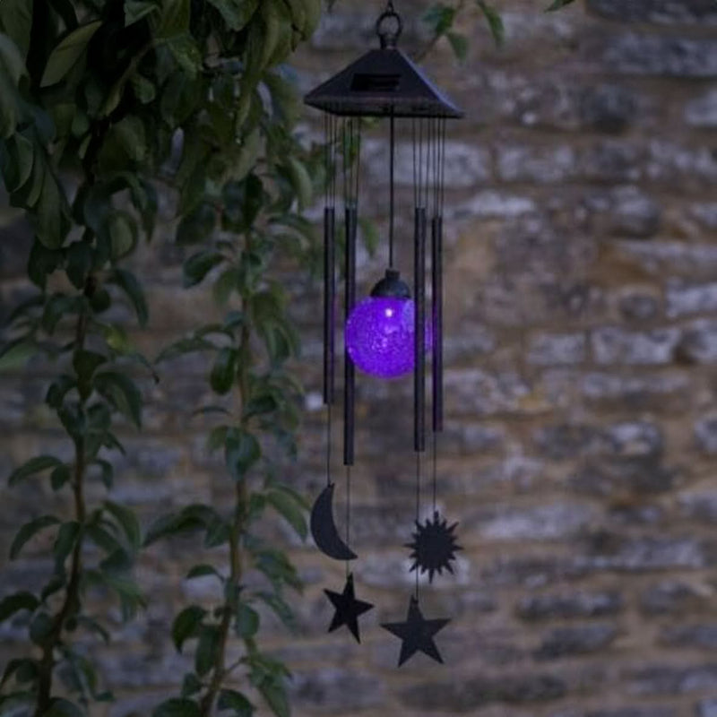 Sun Moon and Star Wind Chimes Solar Colour Changing LED 74cm
