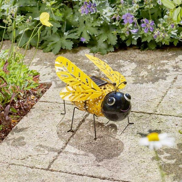 Large Solar Bumble Bee Silhouette Garden Light Ornament 26cm