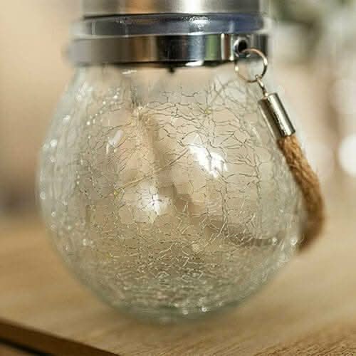 Hanging Solar Crackle LED Glass Lantern