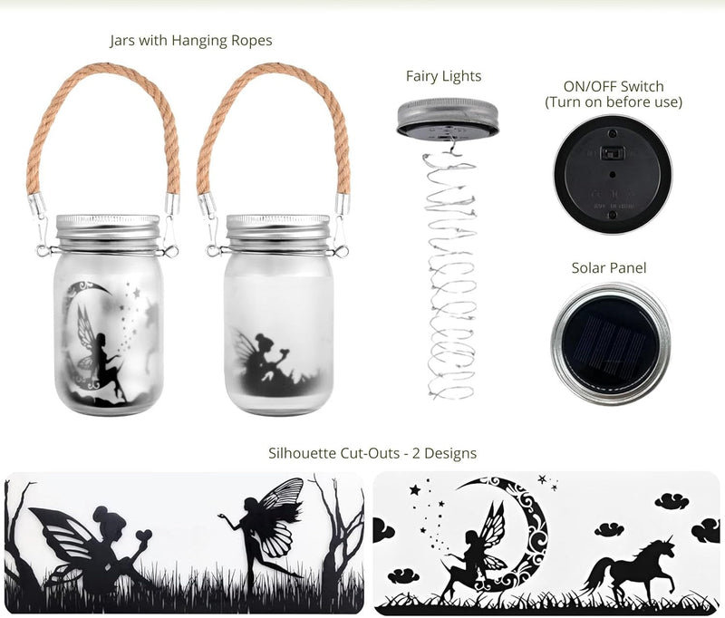 2 Pack Solar Hanging Fairy Lantern Garden Lights