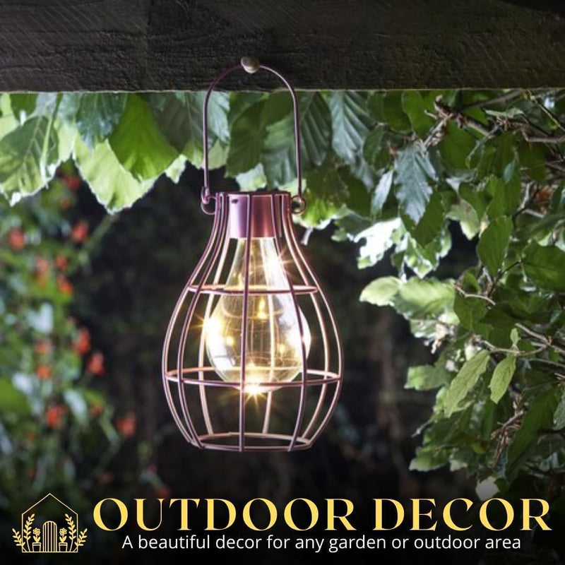 Solar Copper Firefly Lantern with LED Lights Hanging Garden Lantern