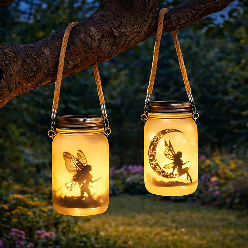 2 Pack Solar Hanging Fairy Lantern Garden Lights
