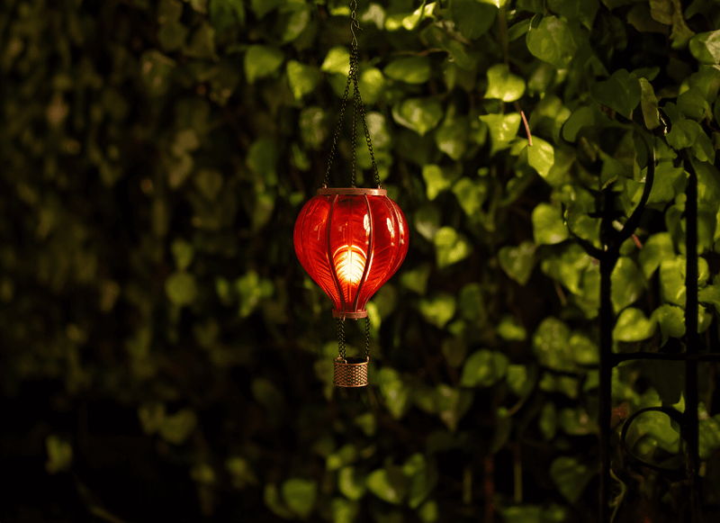 Solar Hot Air Balloon Hanging Lantern with Cool Flame Effect