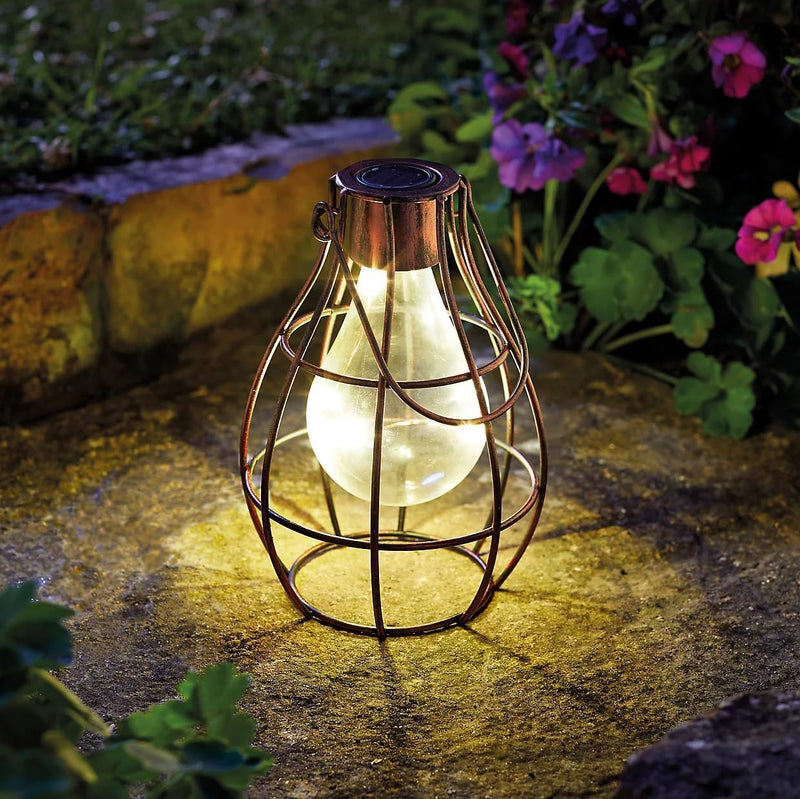 Solar Copper Firefly Lantern with LED Lights Hanging Garden Lantern