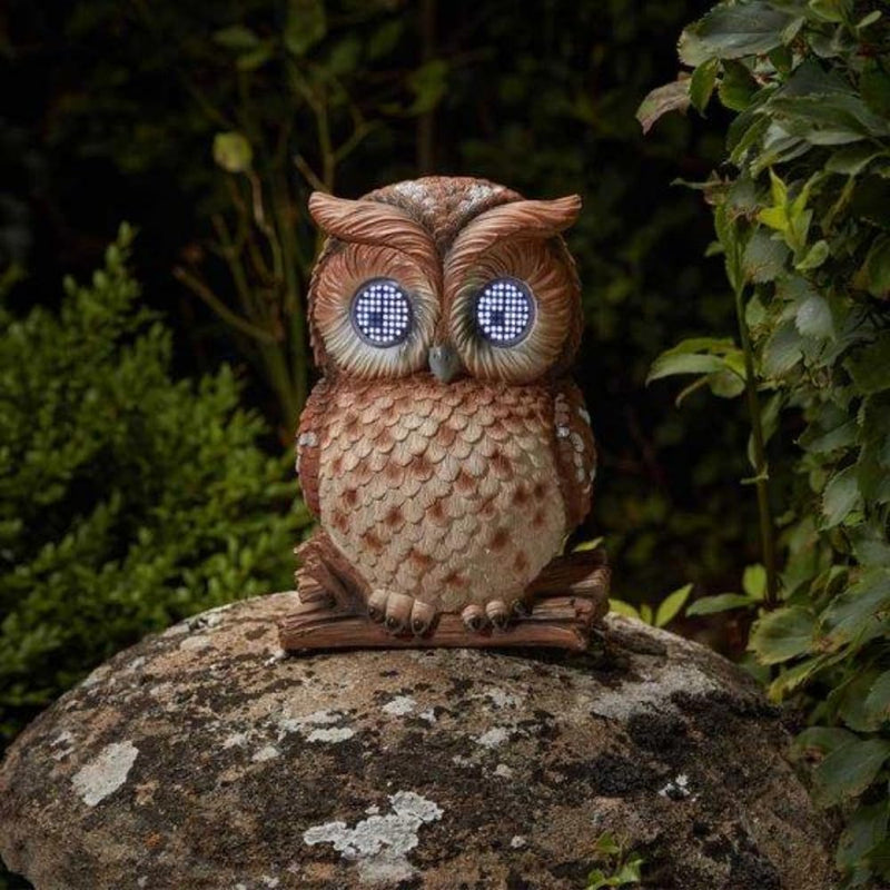 Solar Owl Garden Ornament with Blinking LED Eyes 25cm
