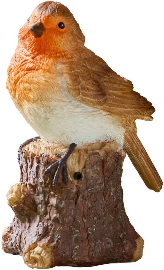 Solar Singing Robin Garden Ornament with Bird Sound