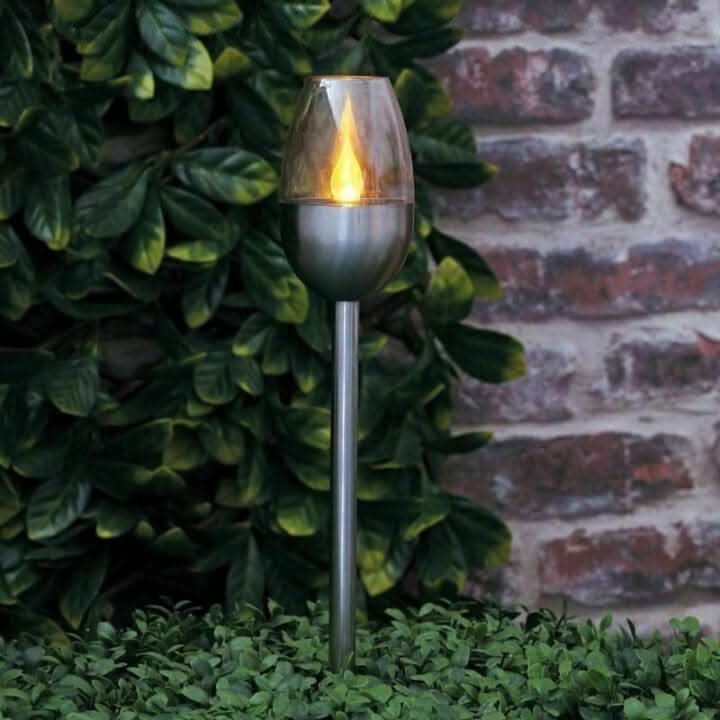 Solar Powered Flame Effect LED Garden Stake Light 30cm