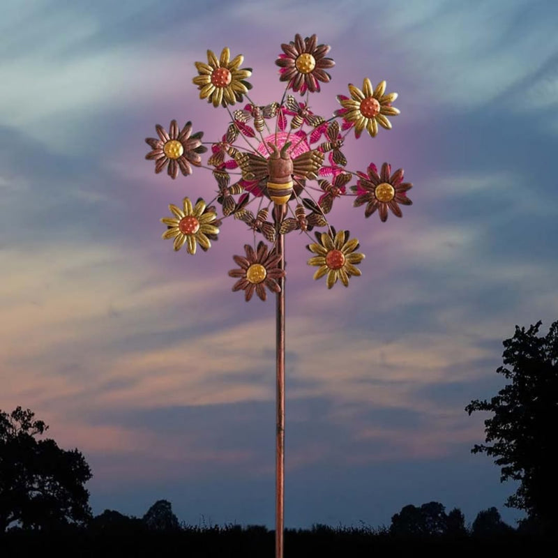 130cm Solar Wind Spinner with Colour Changing LED Garden Light