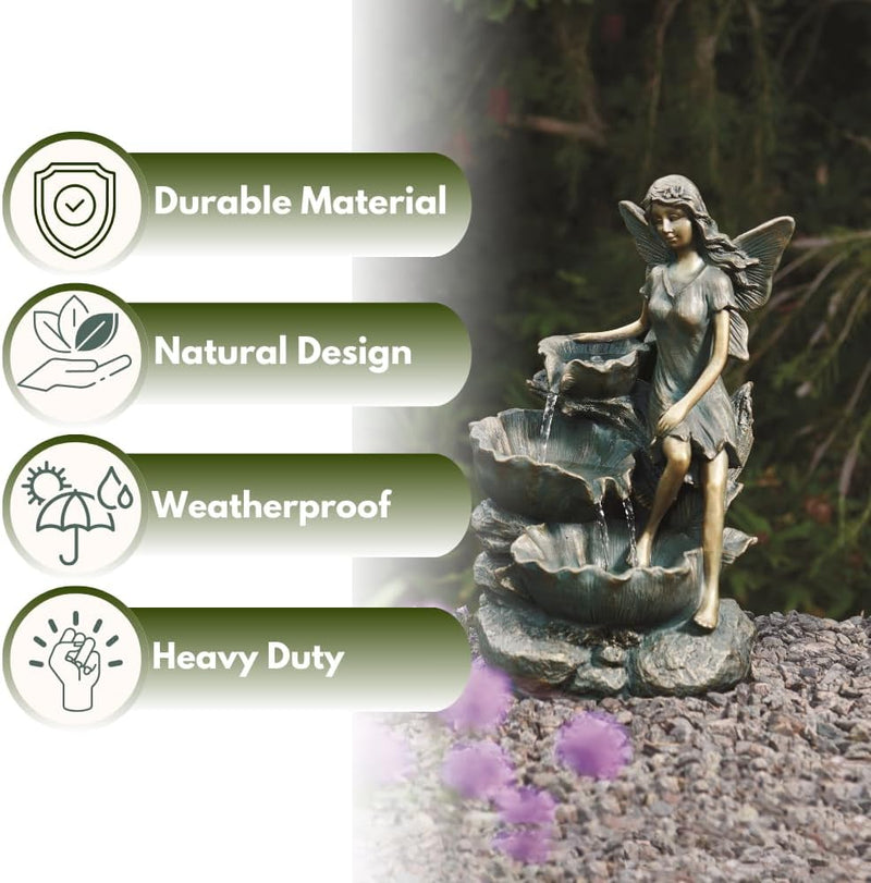 Solar Fairy Falls Cascade Water Fountain Garden Feature