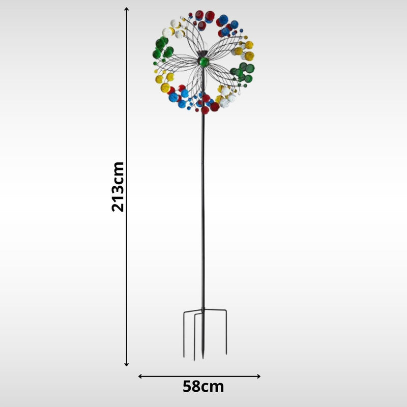 2m Solar Wind Spinner with Colour Changing LED Garden Art