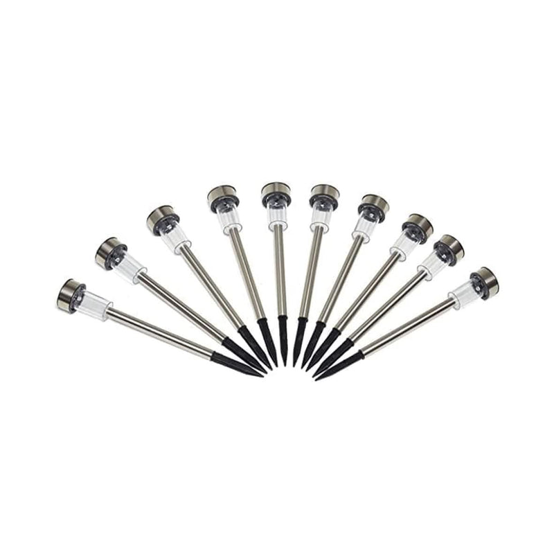 10pc Stainless Steel Colour Changing Solar Stake Lights