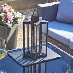 Firefly Effect Hanging Star Solar Lantern Warm White Metal 32cm