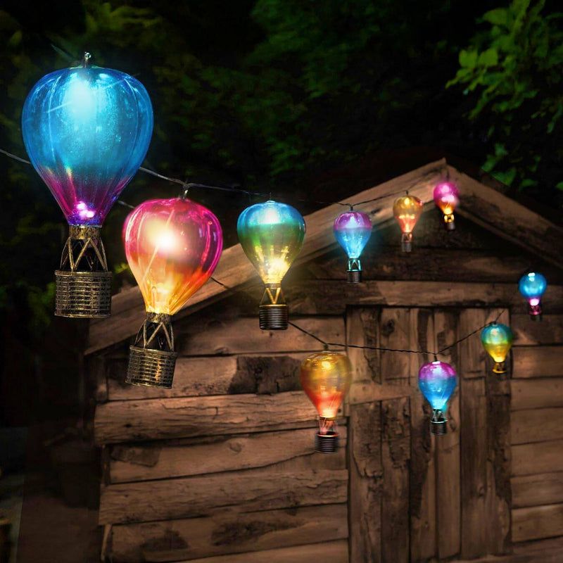 Solar Hot Air Balloon String Lights 4.7m Outdoor Waterproof LED Garland