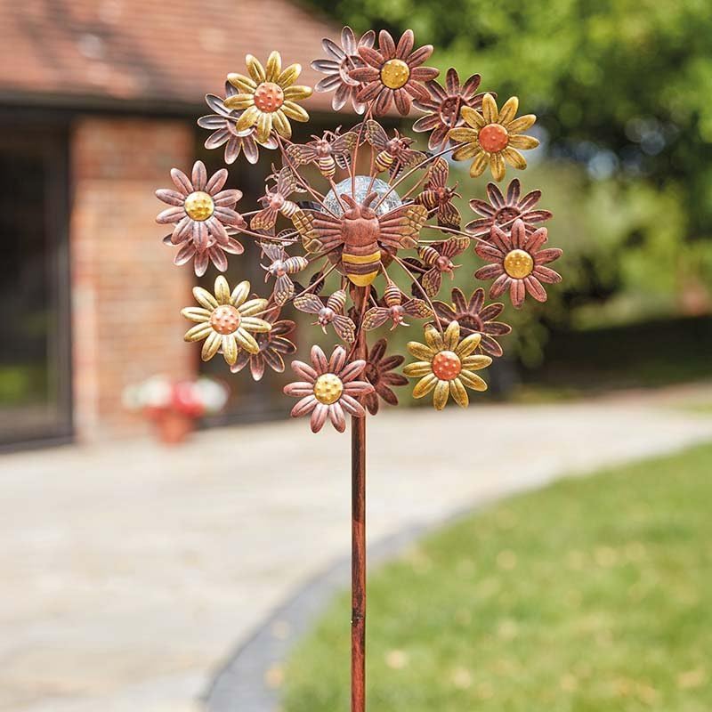 130cm Solar Wind Spinner with Colour Changing LED Garden Light