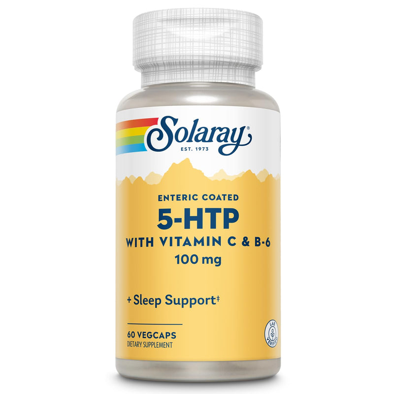 SOLARAY 5-HTP Sleep Supplement with Vitamin C & B-6 – Lab Verified, 60 Servings