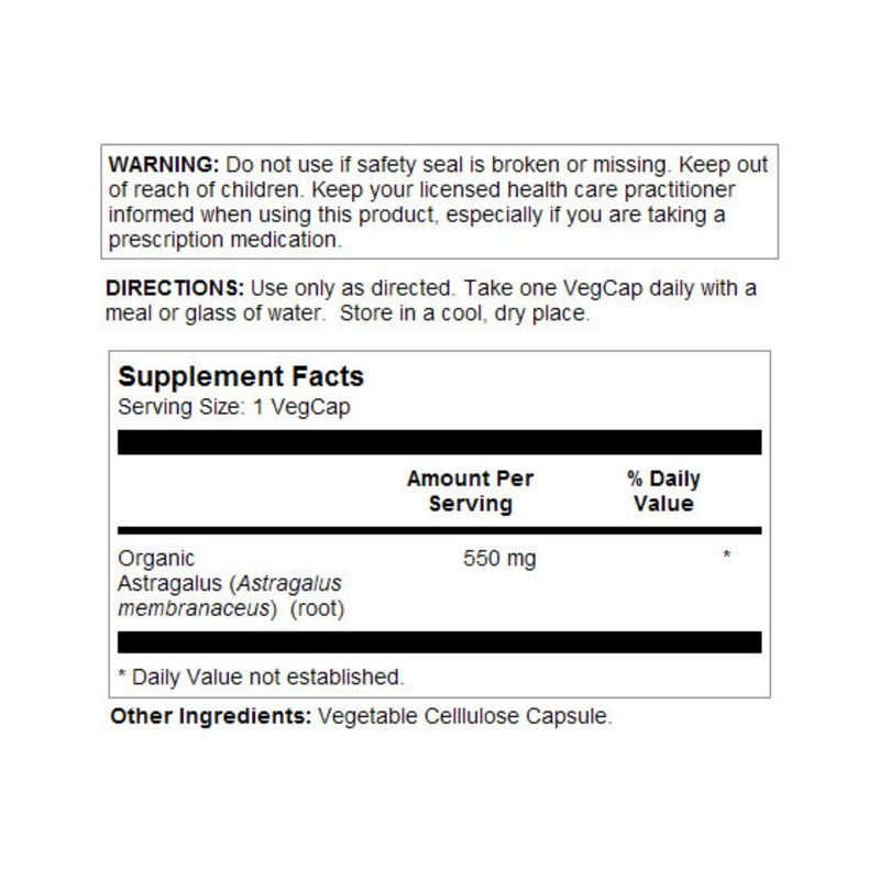 SOLARAY Astragalus Root 550mg - Immune Support & Stress Adaptogen - 100 VegCaps - Non-GMO & Vegan