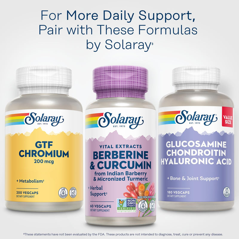 SOLARAY Berberine & Curcumin – 60 Servings, Vegan & Gluten Free