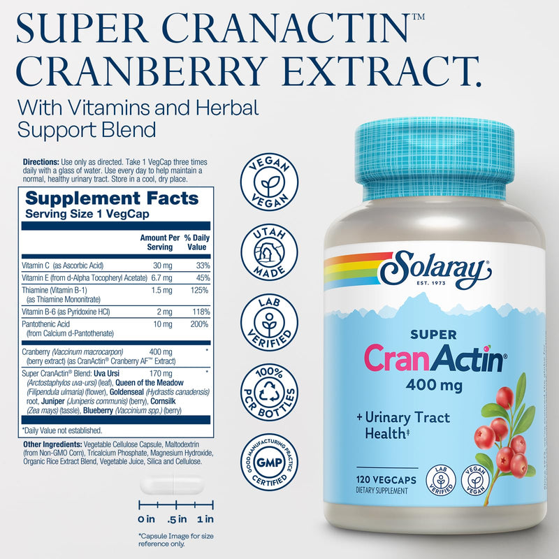 SOLARAY Super CranActin Cranberry Extract 400mg Urinary Tract Support