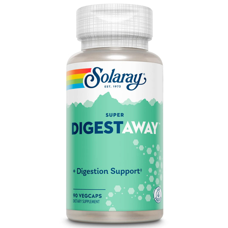 SOLARAY Super Digestaway Digestive Enzymes - Pancreatin, Papain & Ginger | Lab Verified | 90 VegCaps