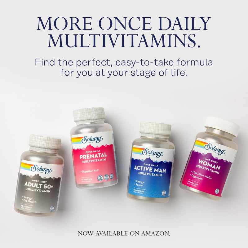 Solaray Once Daily High Energy Multivitamin for Women & Men – Immune Support, Vitamin C, A, D, E, B Complex, 60-Day Guarantee